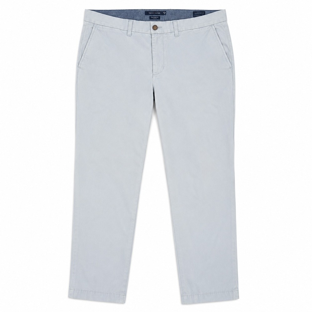 Tommy Hilfiger Tailored Fit Khaki Chino Pants 34x30 Light Gray Stretch